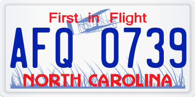 NC license plate AFQ0739