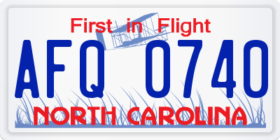 NC license plate AFQ0740