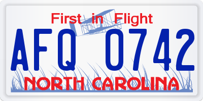 NC license plate AFQ0742