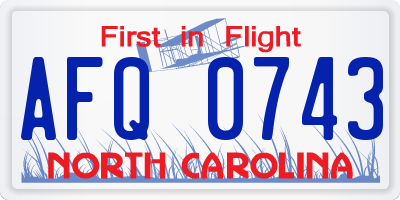 NC license plate AFQ0743