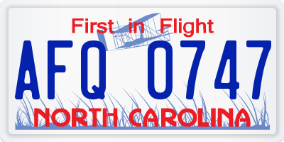 NC license plate AFQ0747