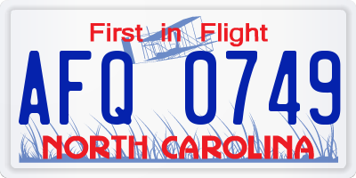 NC license plate AFQ0749