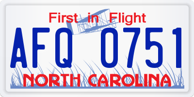 NC license plate AFQ0751
