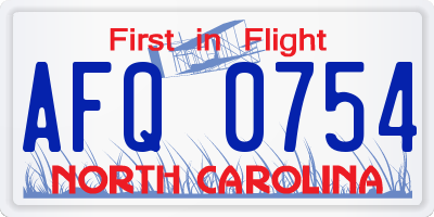 NC license plate AFQ0754