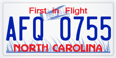 NC license plate AFQ0755