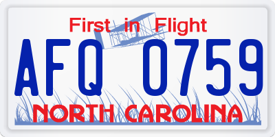 NC license plate AFQ0759
