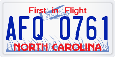 NC license plate AFQ0761