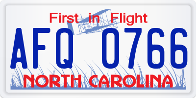 NC license plate AFQ0766