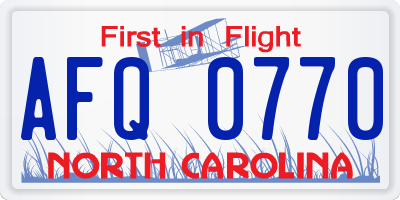 NC license plate AFQ0770