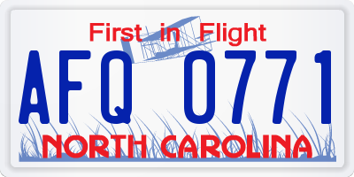 NC license plate AFQ0771