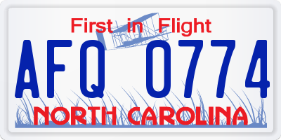 NC license plate AFQ0774