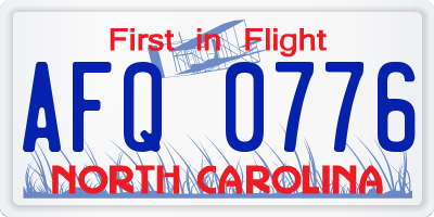 NC license plate AFQ0776