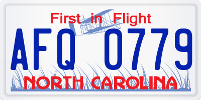 NC license plate AFQ0779