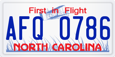 NC license plate AFQ0786
