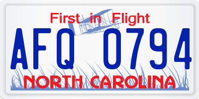 NC license plate AFQ0794