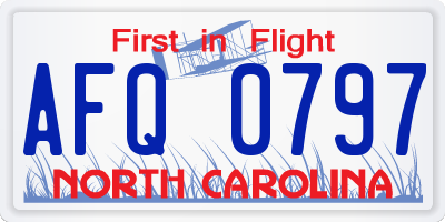 NC license plate AFQ0797