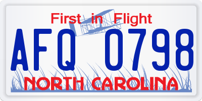 NC license plate AFQ0798