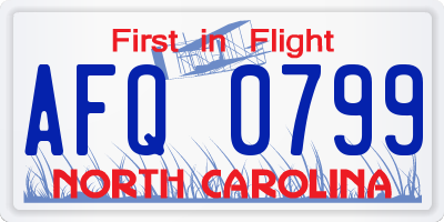 NC license plate AFQ0799