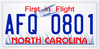 NC license plate AFQ0801