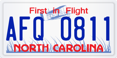 NC license plate AFQ0811