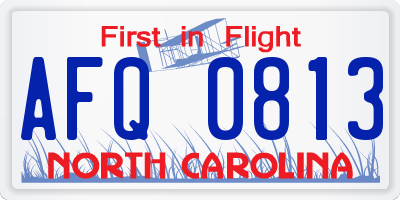 NC license plate AFQ0813