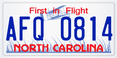 NC license plate AFQ0814