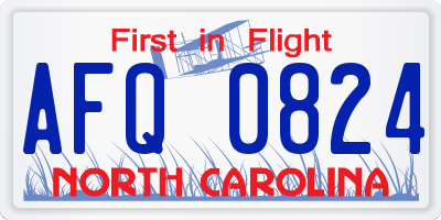 NC license plate AFQ0824