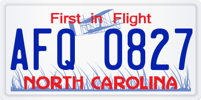 NC license plate AFQ0827
