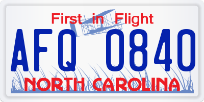 NC license plate AFQ0840