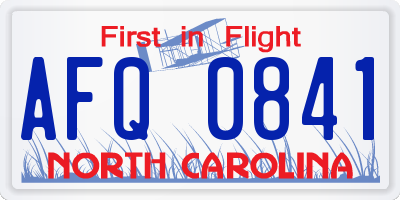 NC license plate AFQ0841