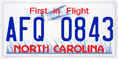 NC license plate AFQ0843