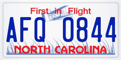 NC license plate AFQ0844