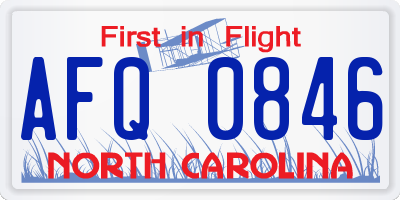 NC license plate AFQ0846