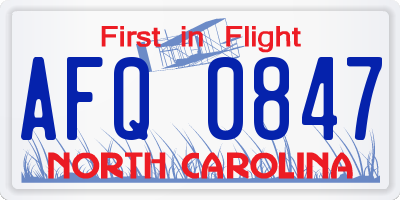 NC license plate AFQ0847