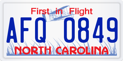 NC license plate AFQ0849