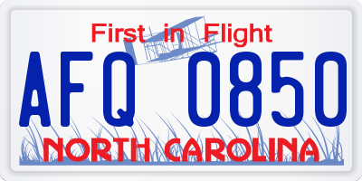NC license plate AFQ0850