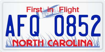 NC license plate AFQ0852