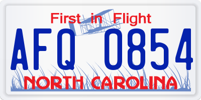 NC license plate AFQ0854