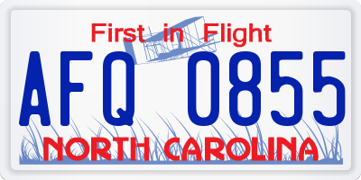 NC license plate AFQ0855