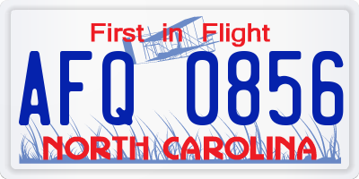NC license plate AFQ0856