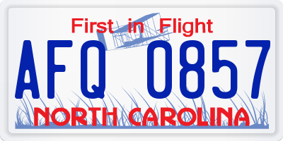 NC license plate AFQ0857