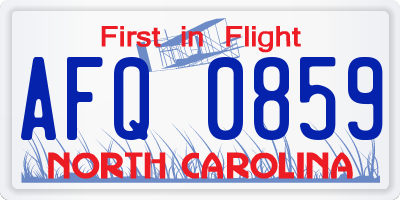 NC license plate AFQ0859