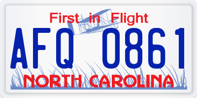 NC license plate AFQ0861