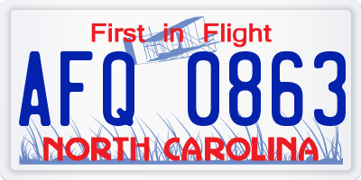 NC license plate AFQ0863