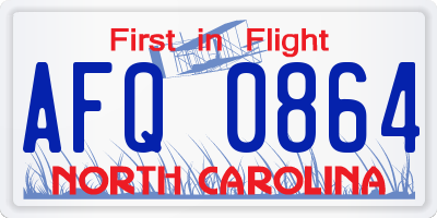 NC license plate AFQ0864