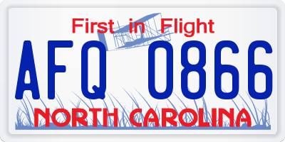 NC license plate AFQ0866