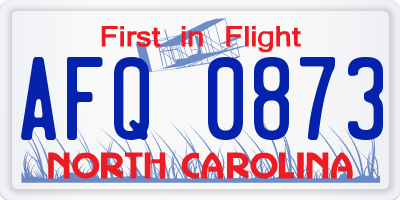 NC license plate AFQ0873
