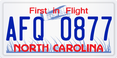 NC license plate AFQ0877