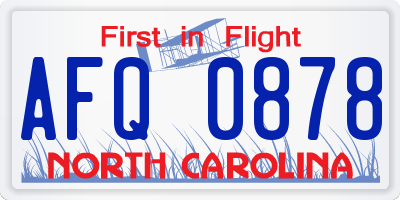 NC license plate AFQ0878