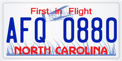 NC license plate AFQ0880